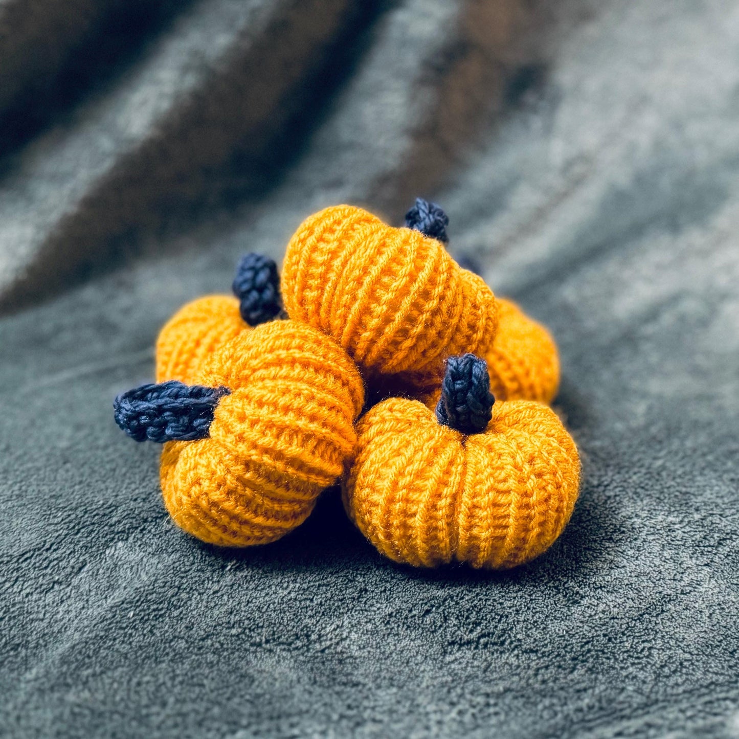 Hand Knit Pumpkins - Handmade Fall Decor and Autumn Accents Colorful pumpkins