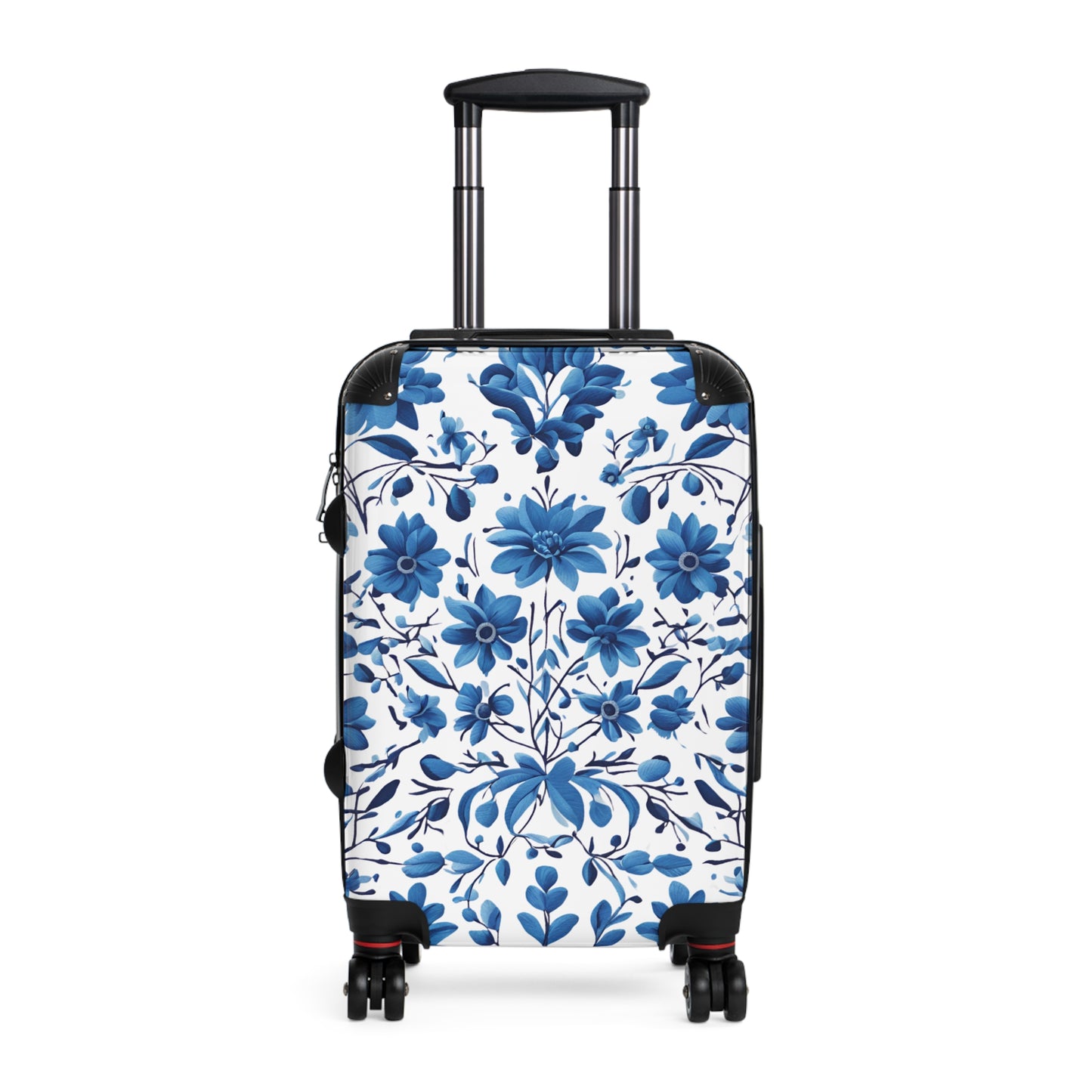 Suitcase - Ukrainian Petrokivka Style Blue and White Pattern Travel Luggage