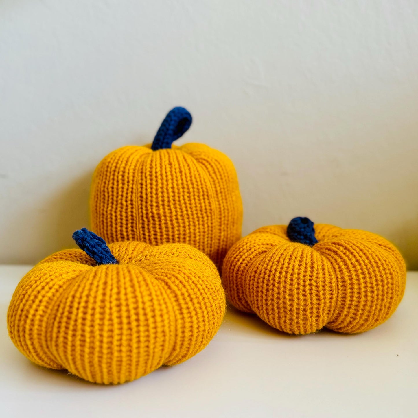 Hand Knit Pumpkins - Handmade Fall Decor and Autumn Accents Colorful pumpkins