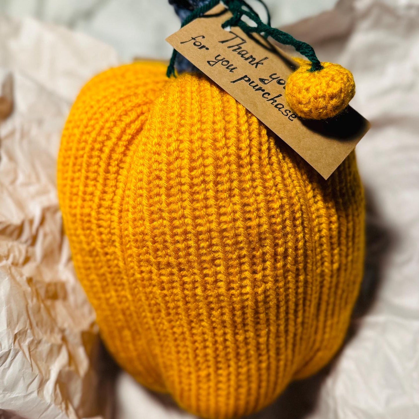 Hand Knit Pumpkins - Handmade Fall Decor and Autumn Accents Colorful pumpkins